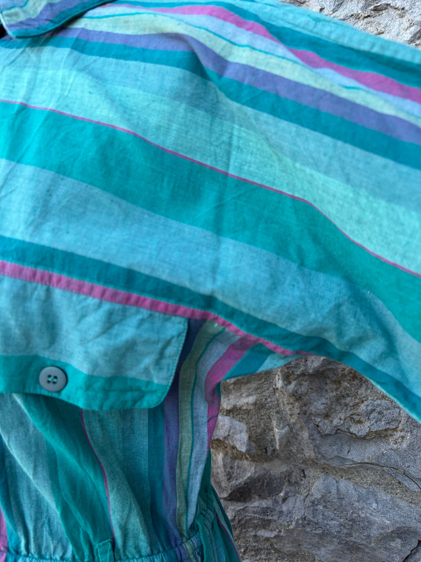 80s green stripy dress uk 6-8
