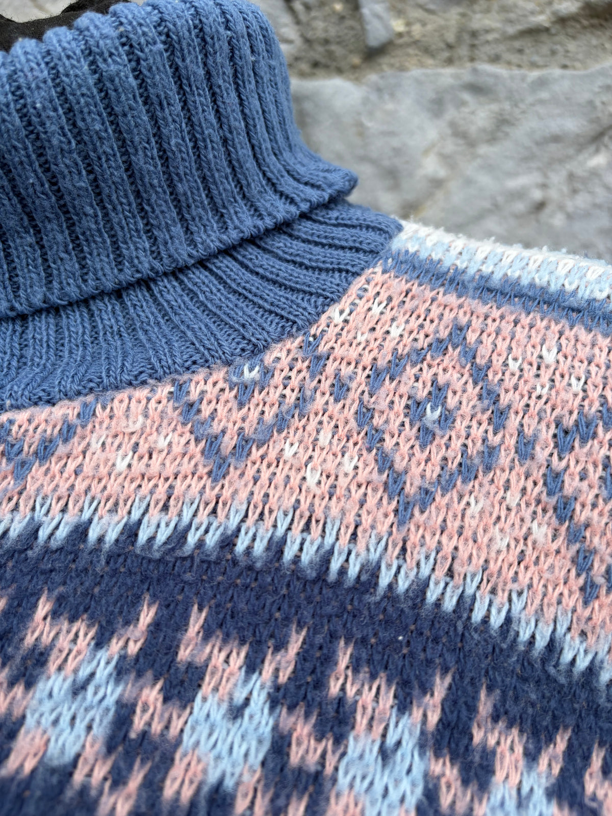 80s pink&blue pants turtle neck jumper uk 10-12