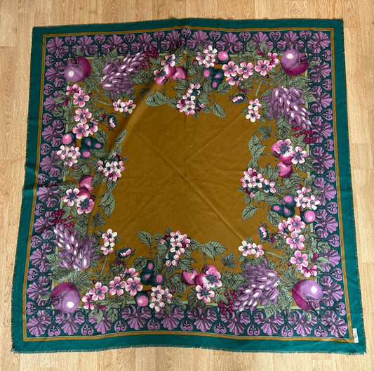 Big khaki floral scarf