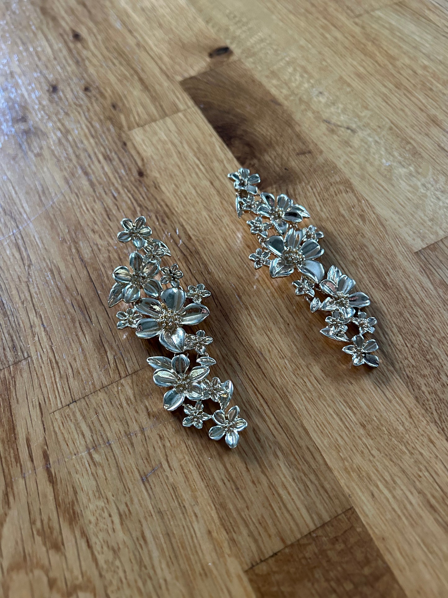 Gold floral earrings