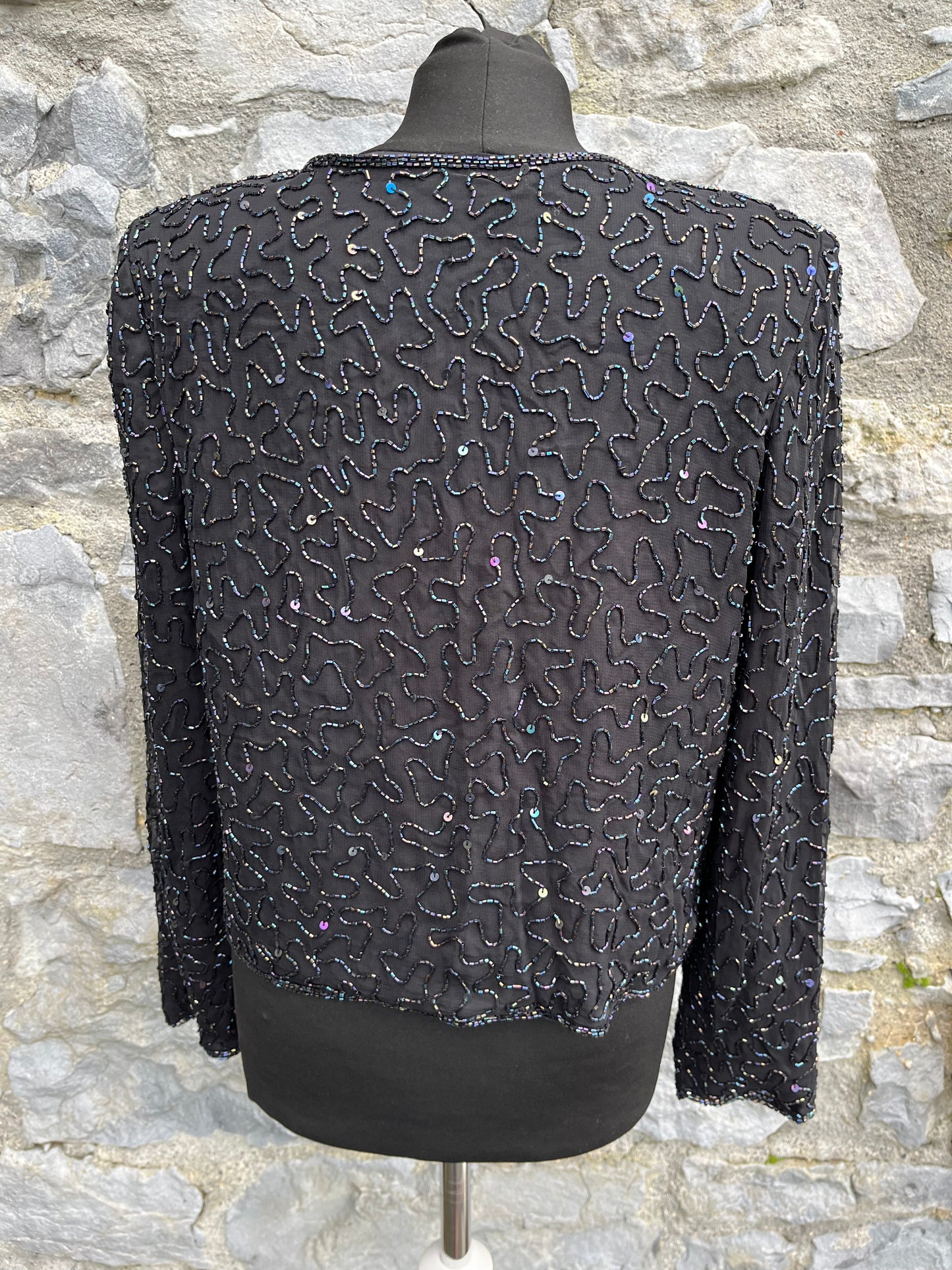 80s black sequin jacket uk 8-10