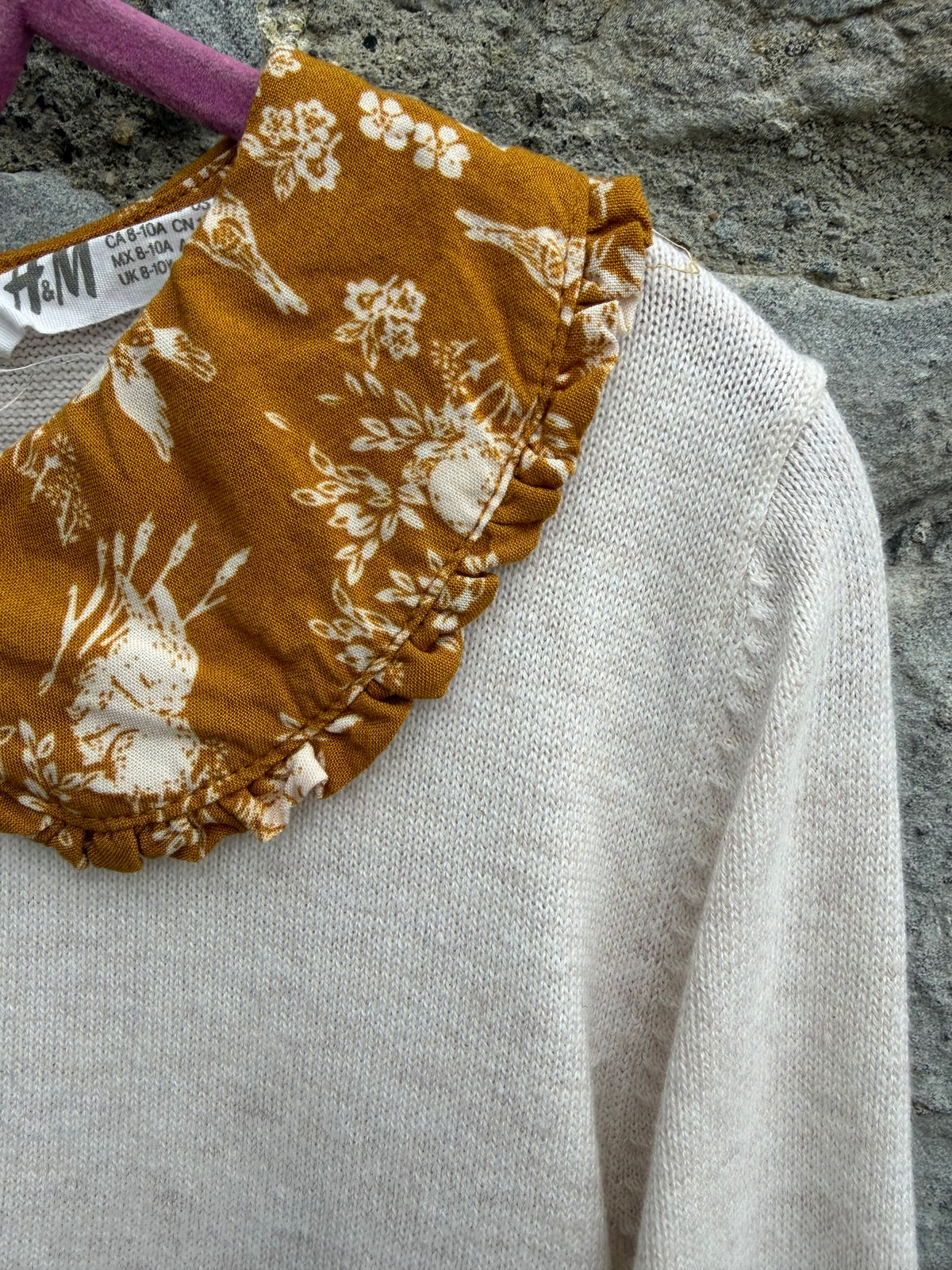 Two-tone knit&floral skirt dress  9-10y (134-140cm)