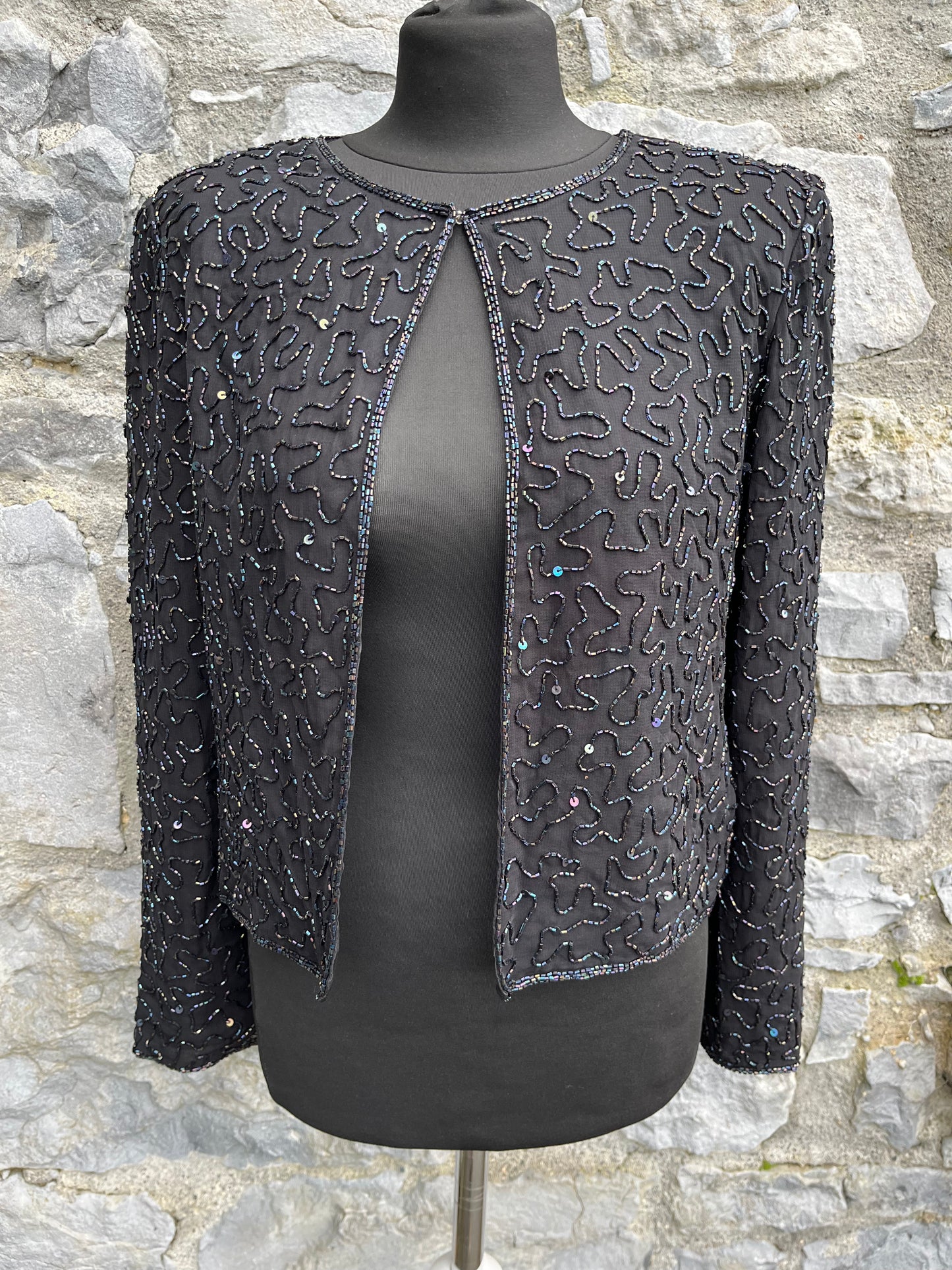 80s black sequin jacket uk 8-10