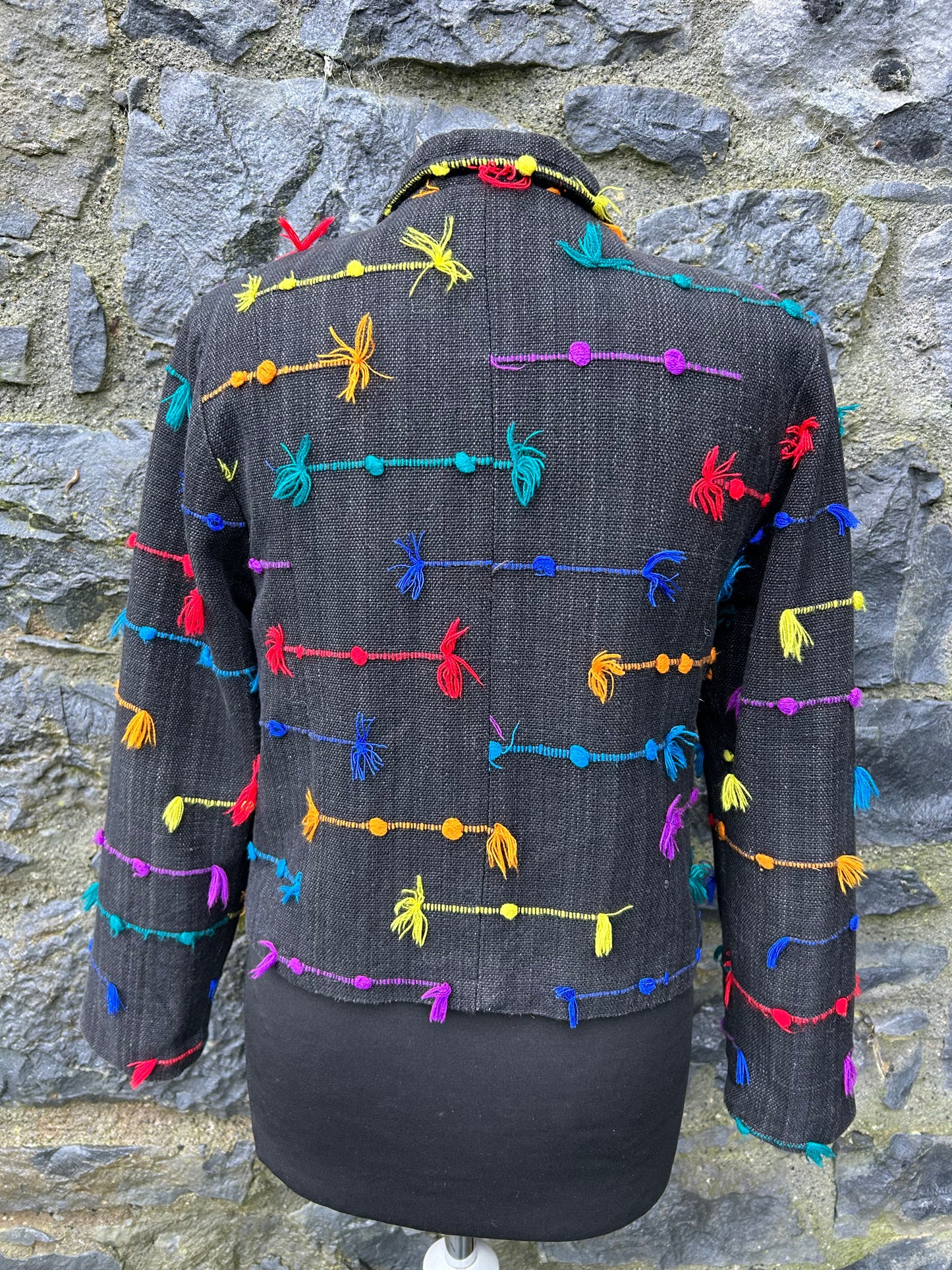 90s colourful grey jacket uk 6