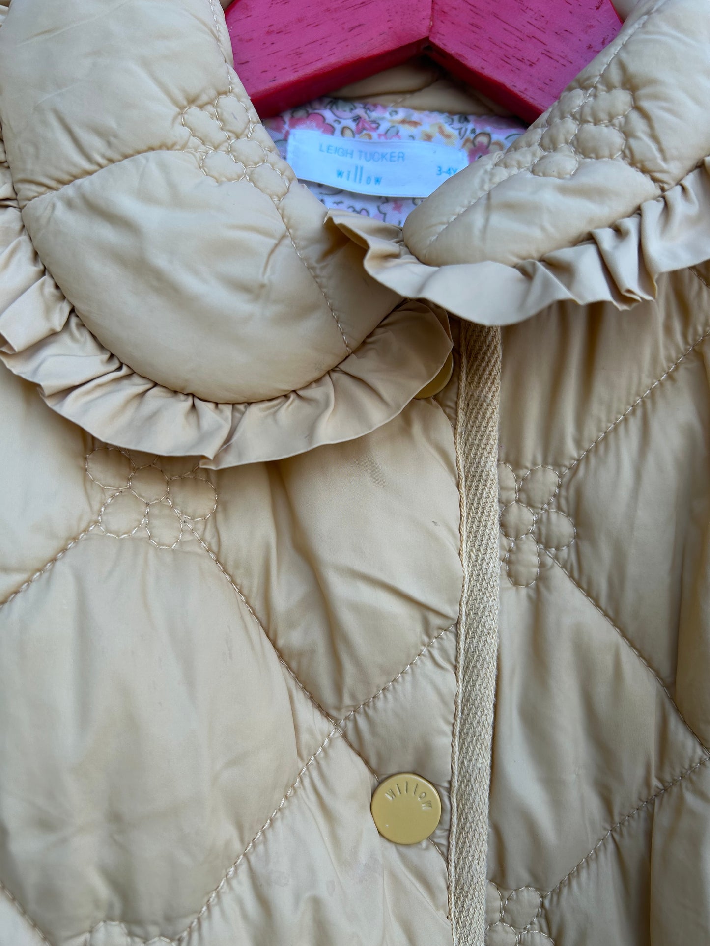 Yellow frilly quilted jacket  3-4y (98-104cm)