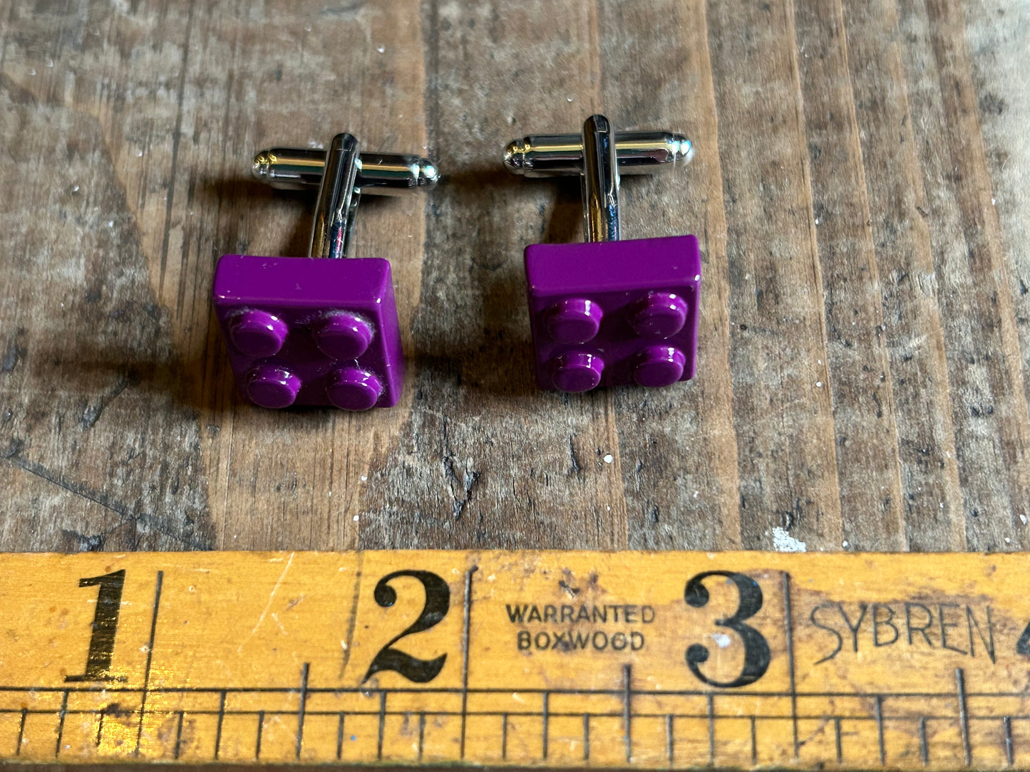 LEGO purple block cufflinks