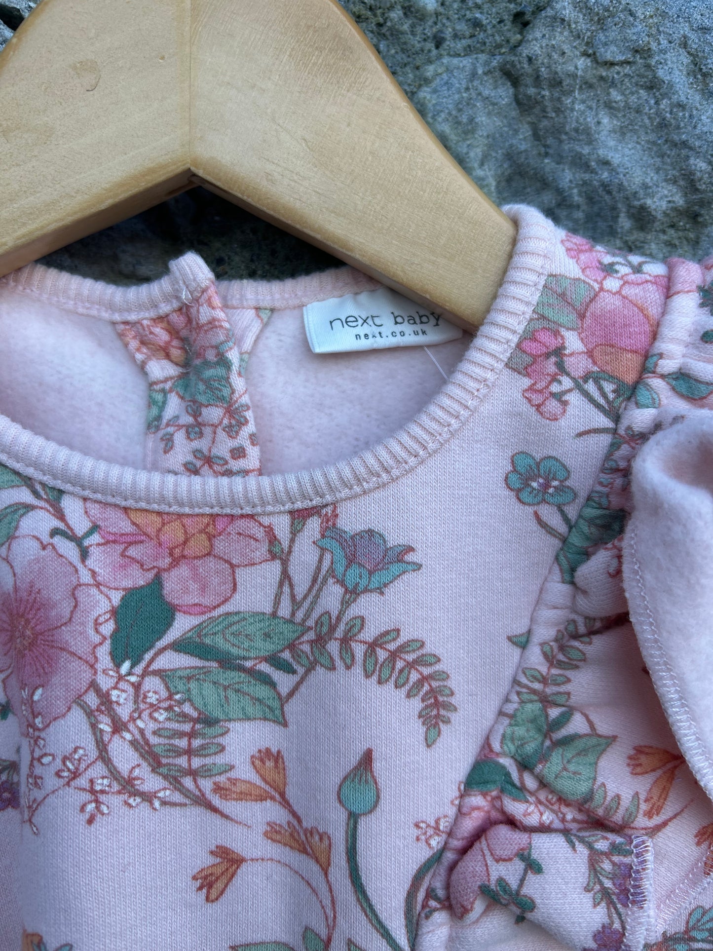 Pink floral sweat onesie  9-12m (74-80cm)