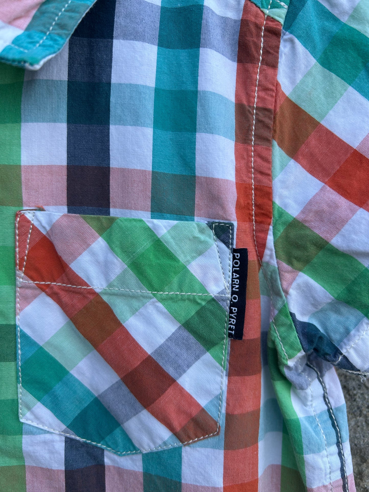 PoP Green&orange check shirt  18-24m (86-92cm)