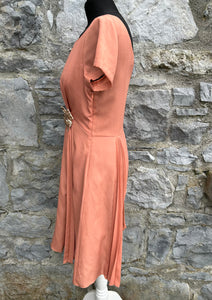 Peach pleated dress uk 8-10