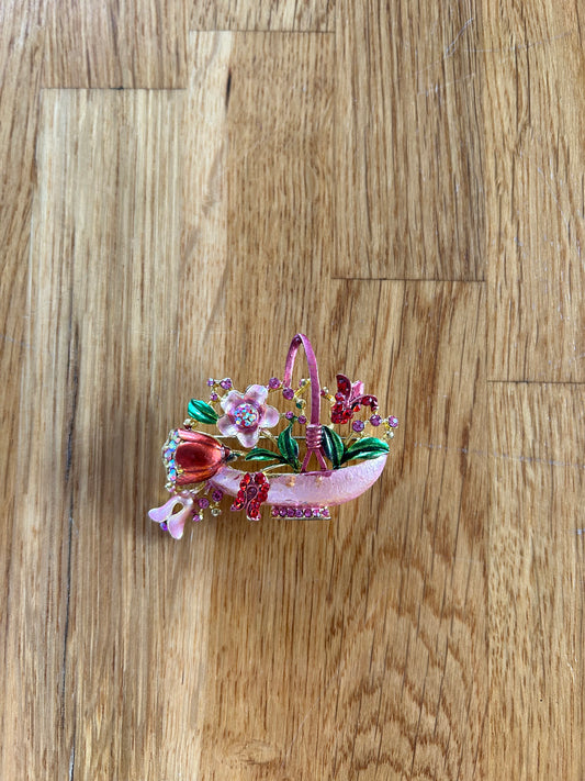 Flowers basket brooch