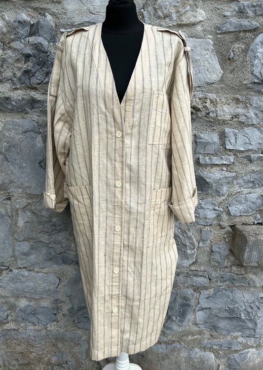 90s beige stripy coat uk 12