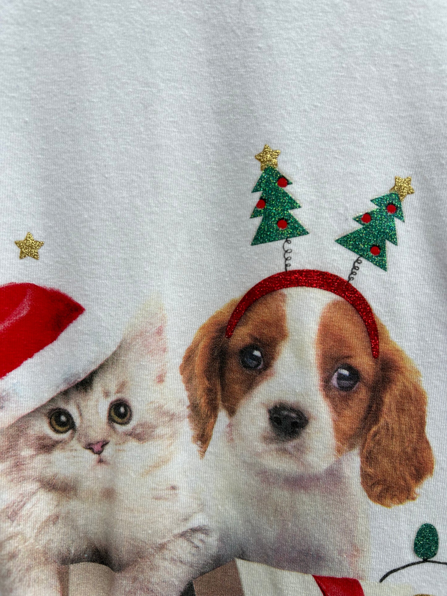 Cat&puppy white top 9-10y (134-140cm)