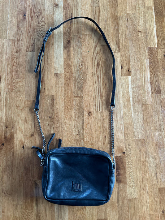 Black leather crossbody bag