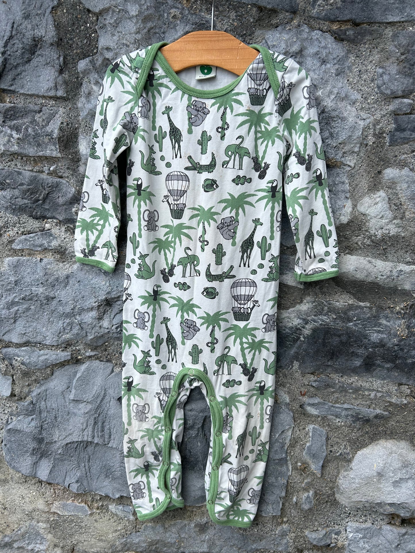 Green wild animals onesie  12m (80cm)