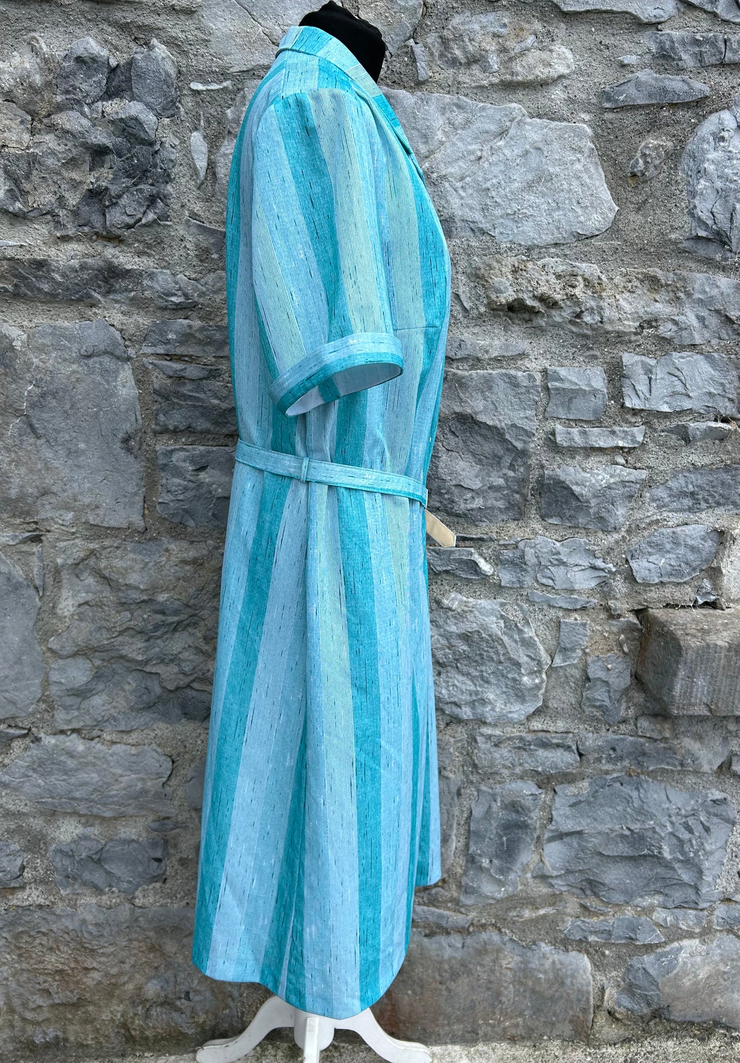80s stripy teal dress uk 16