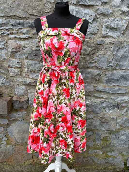 60s style pink flowers dress uk 8-10