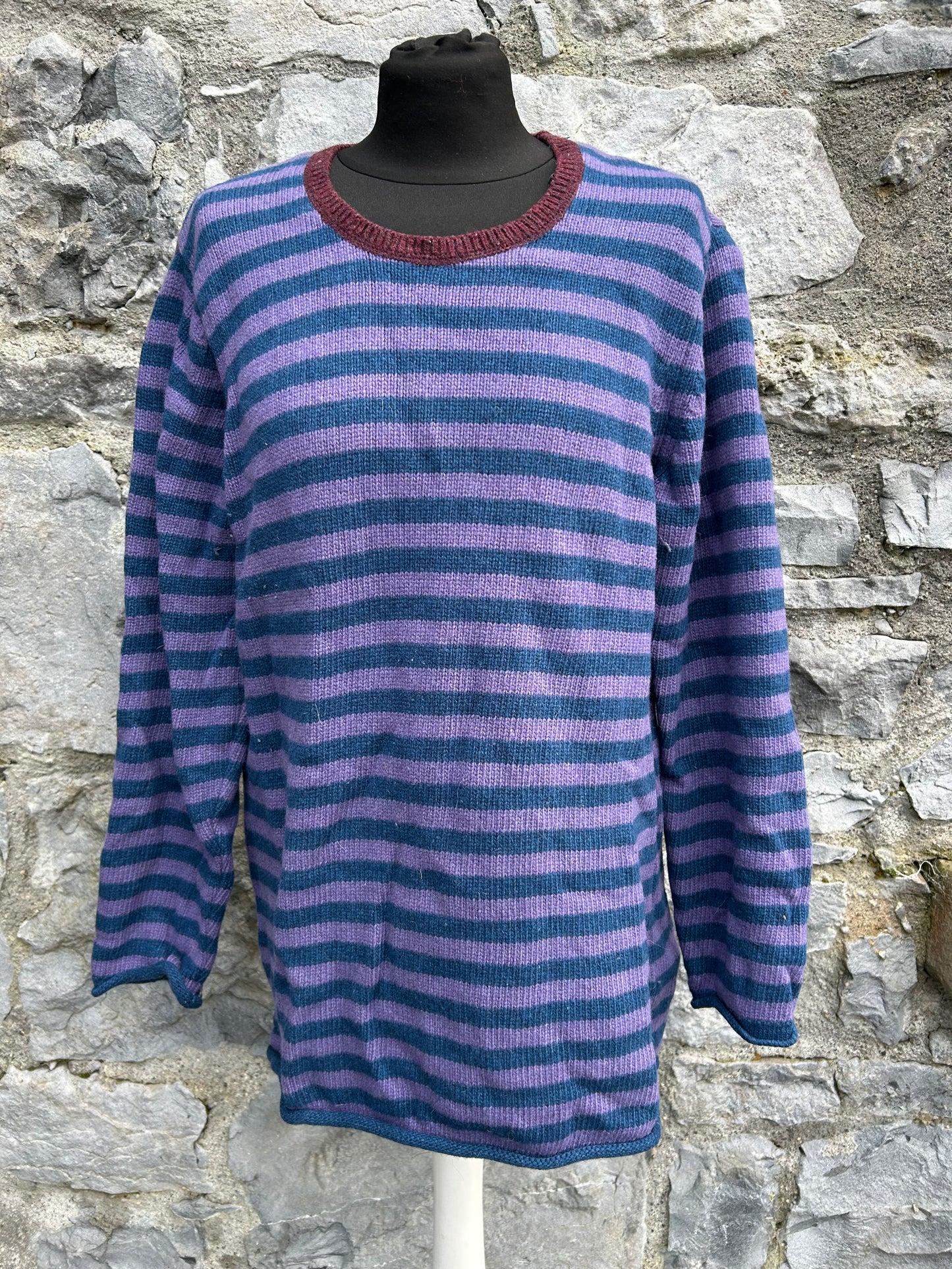 Purple stripy woolly jumper uk 14