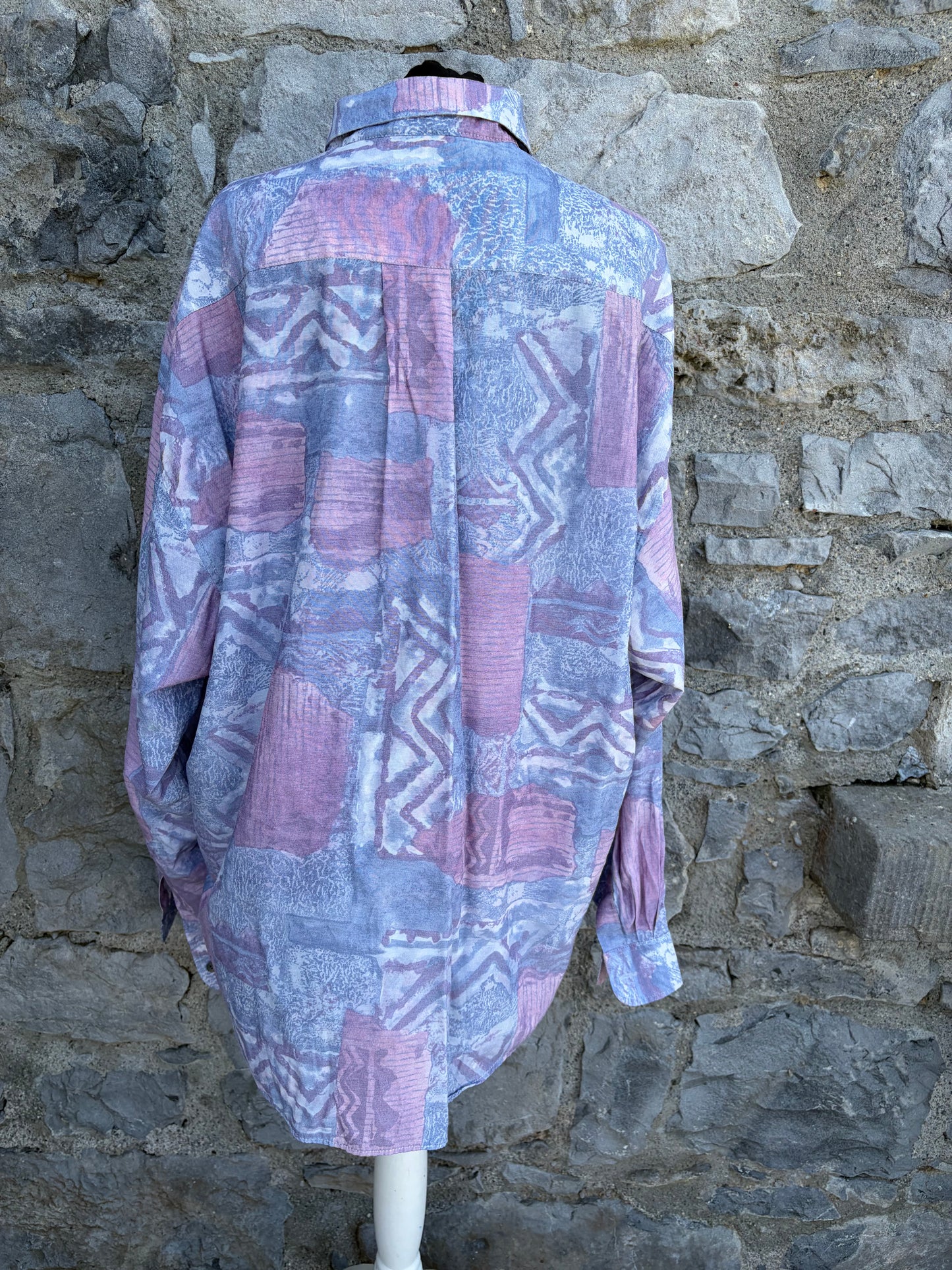 80s Aztec print purple shirt XL