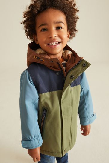 Khaki colourblock borg fleece jacket  5-6y (110-116cm)