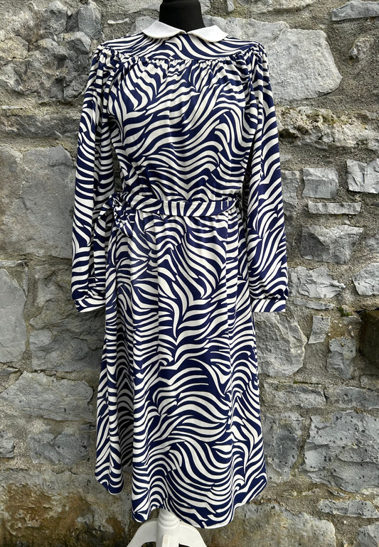 80s blue zebra print dress uk 12