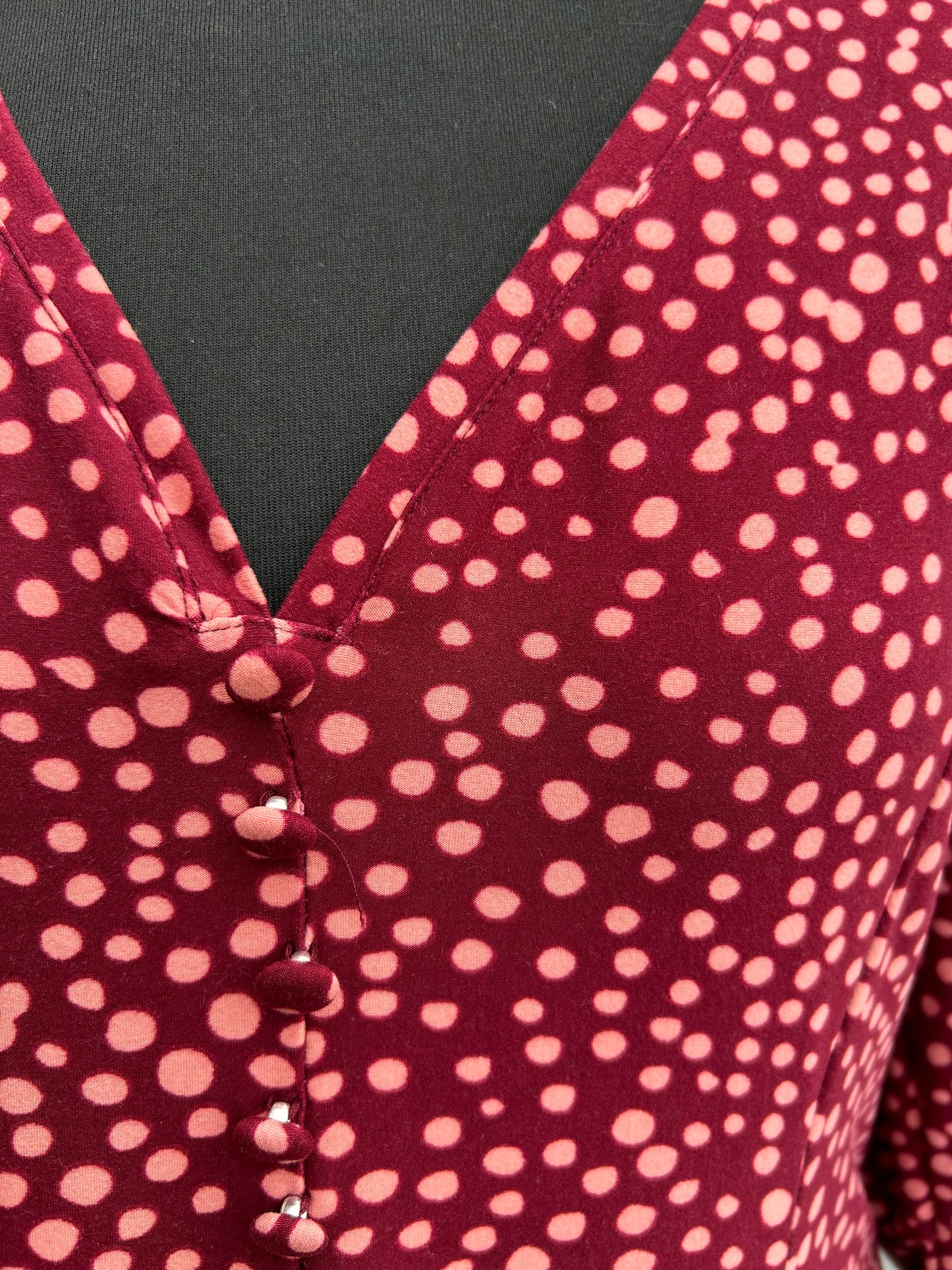 Maroon spotty dress uk 14