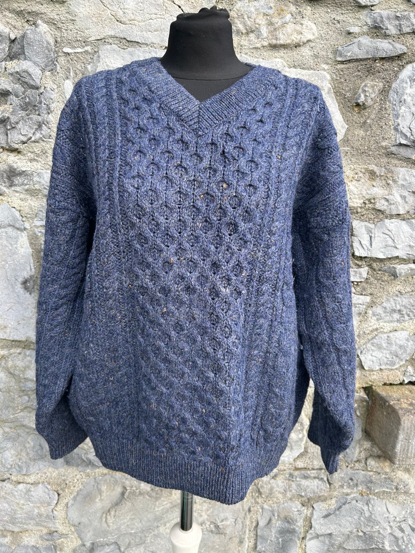Woolly navy Aran sweater Small