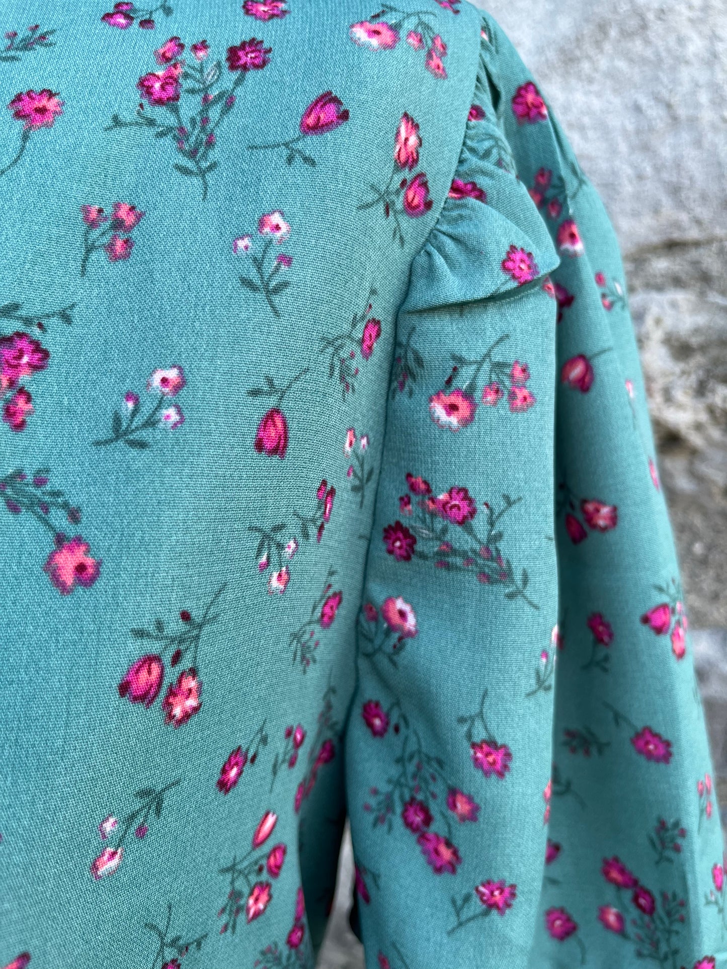 Pink flowers teal dress uk 8-10