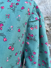 Load image into Gallery viewer, Pink flowers teal dress uk 8-10
