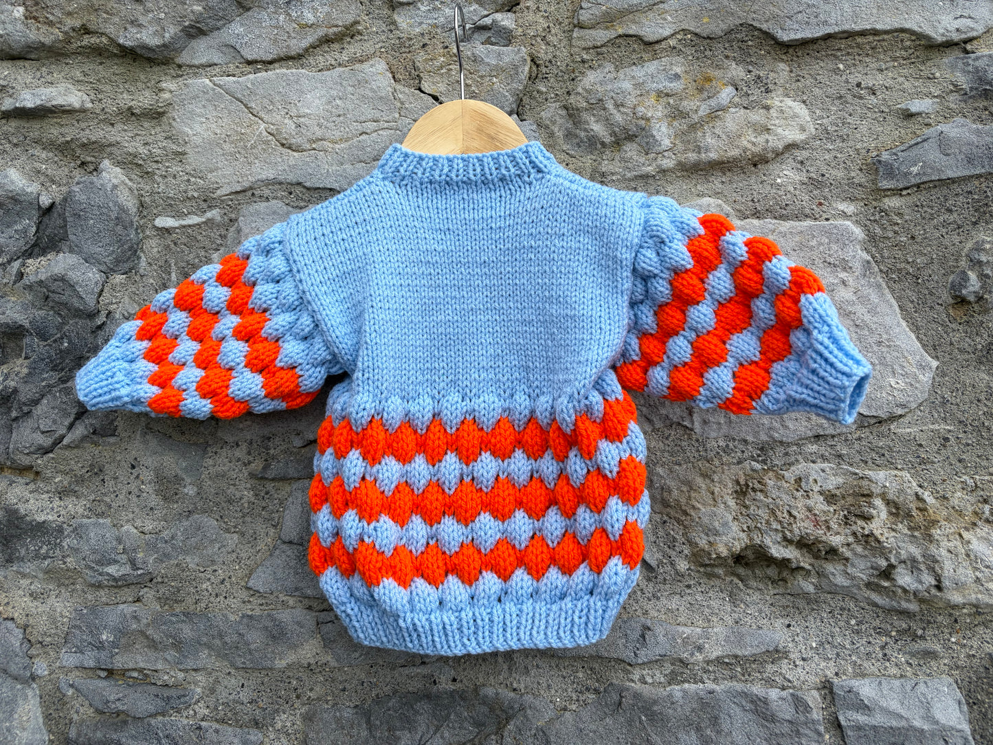 Blue&orange bubble knit cardigan  9-12m (74-80cm)