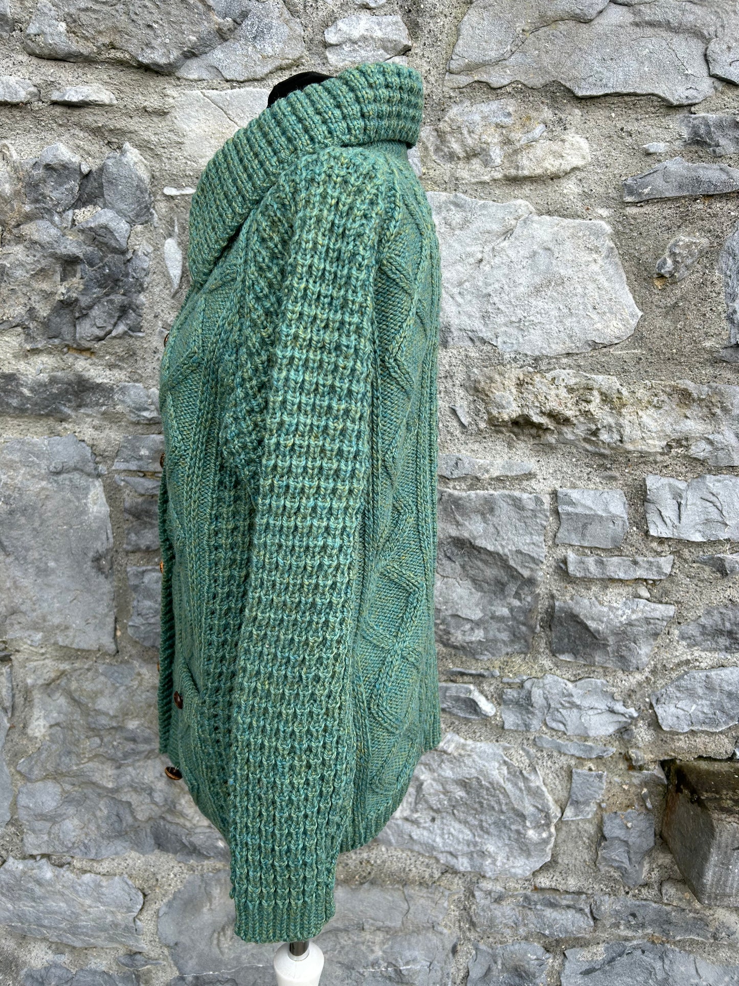 Green Aran style cardigan