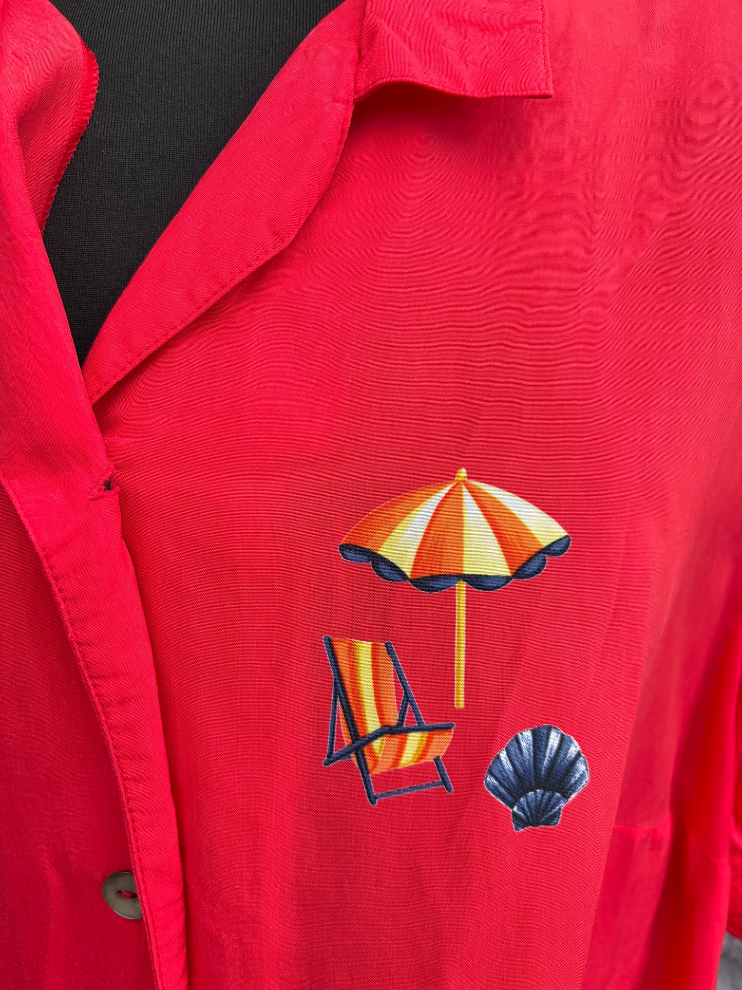 90s beach red shirt uk 16-18