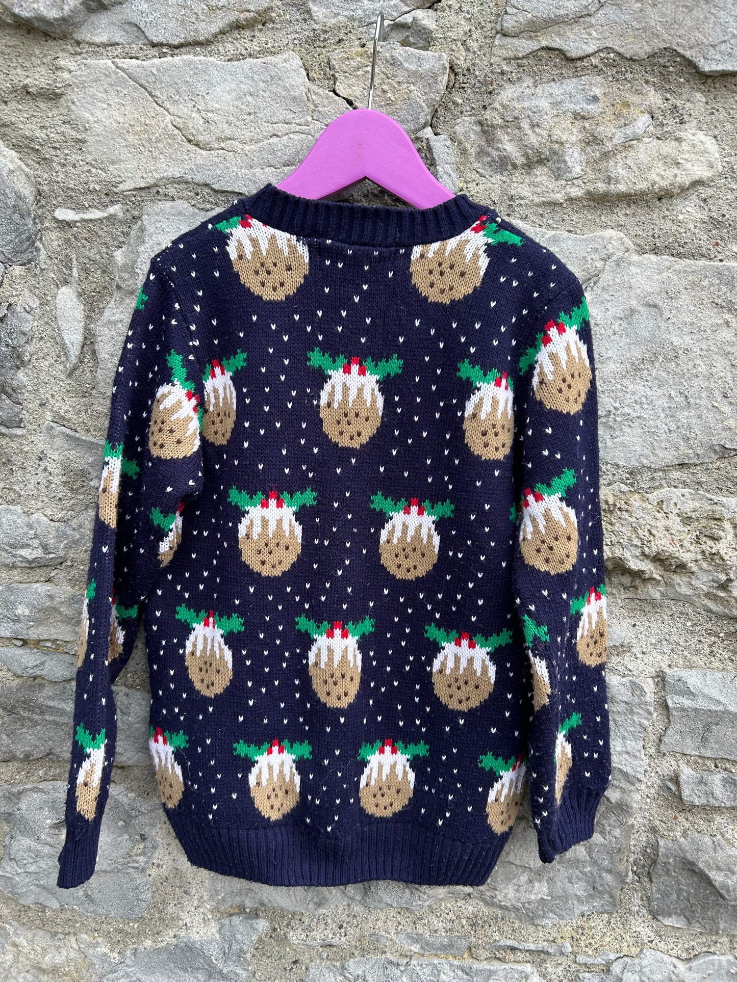 Christmas pudding navy jumper  7-8y (122-128cm)