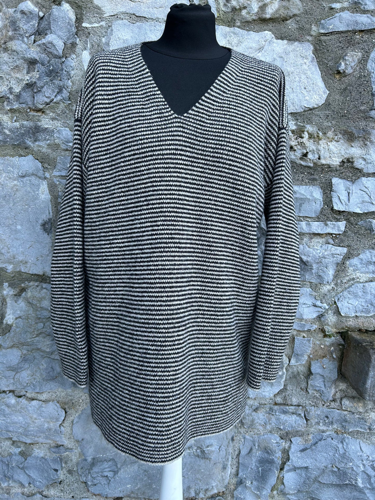 90s grey&black stripy jumper uk 12-14
