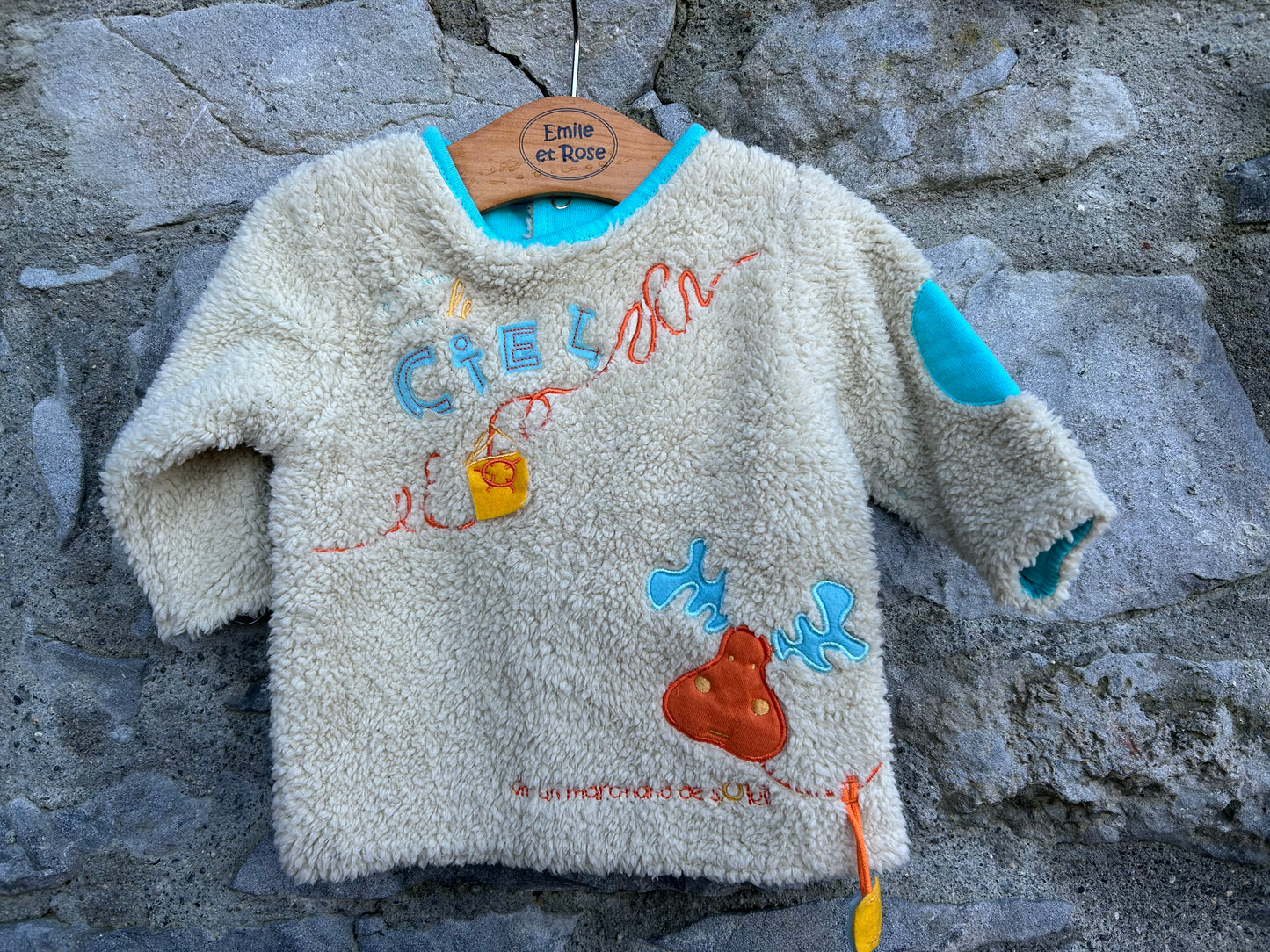 Reversible cream&blue sweatshirt  3-6m (62-68cm)