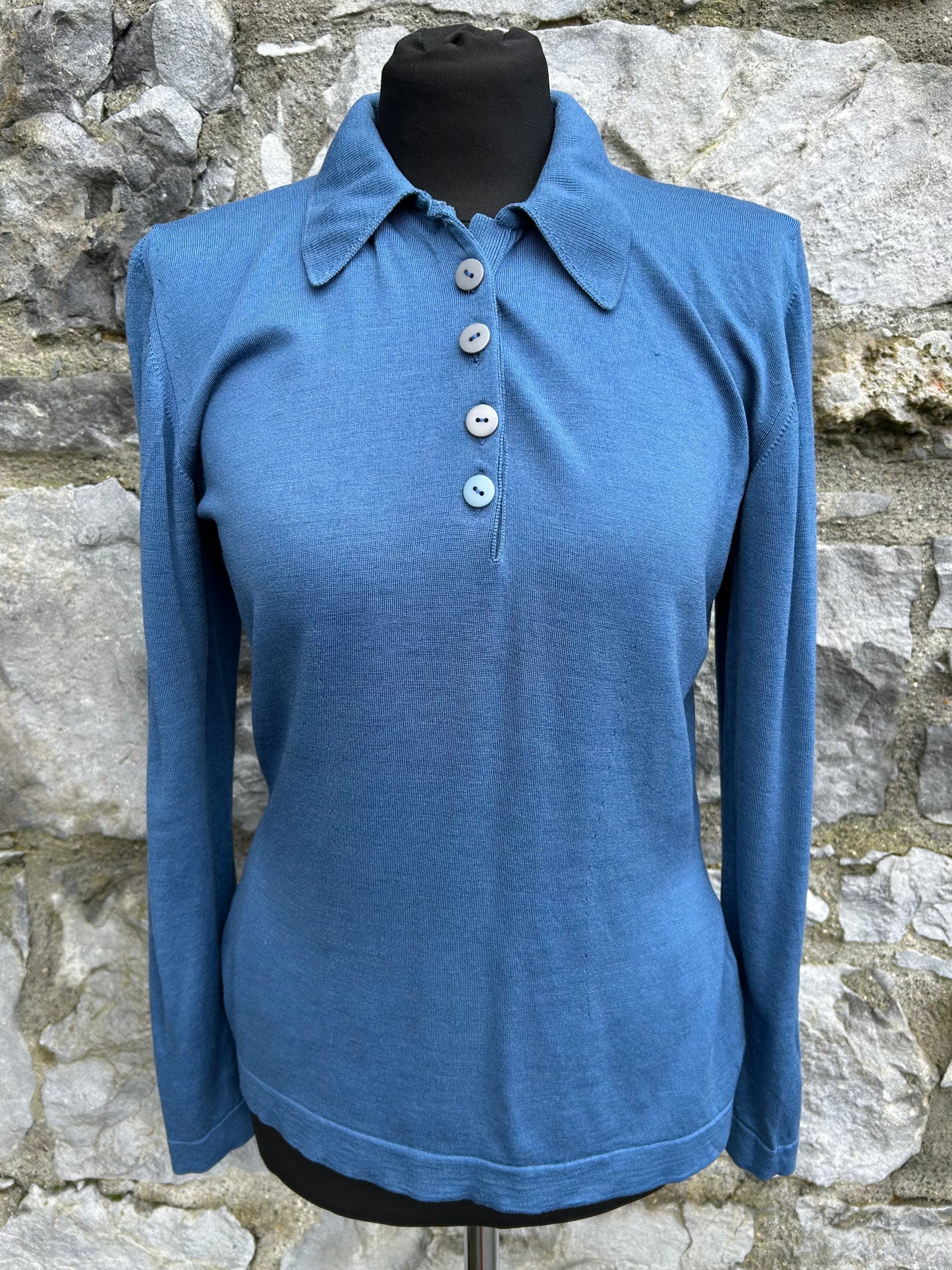 80s blue merino top uk 10