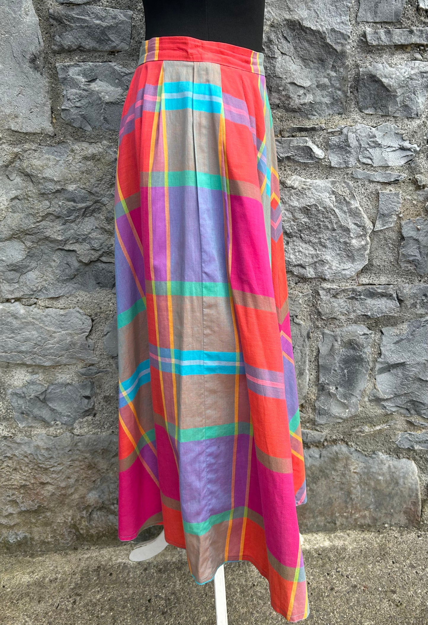 80s colourful check skirt uk 10