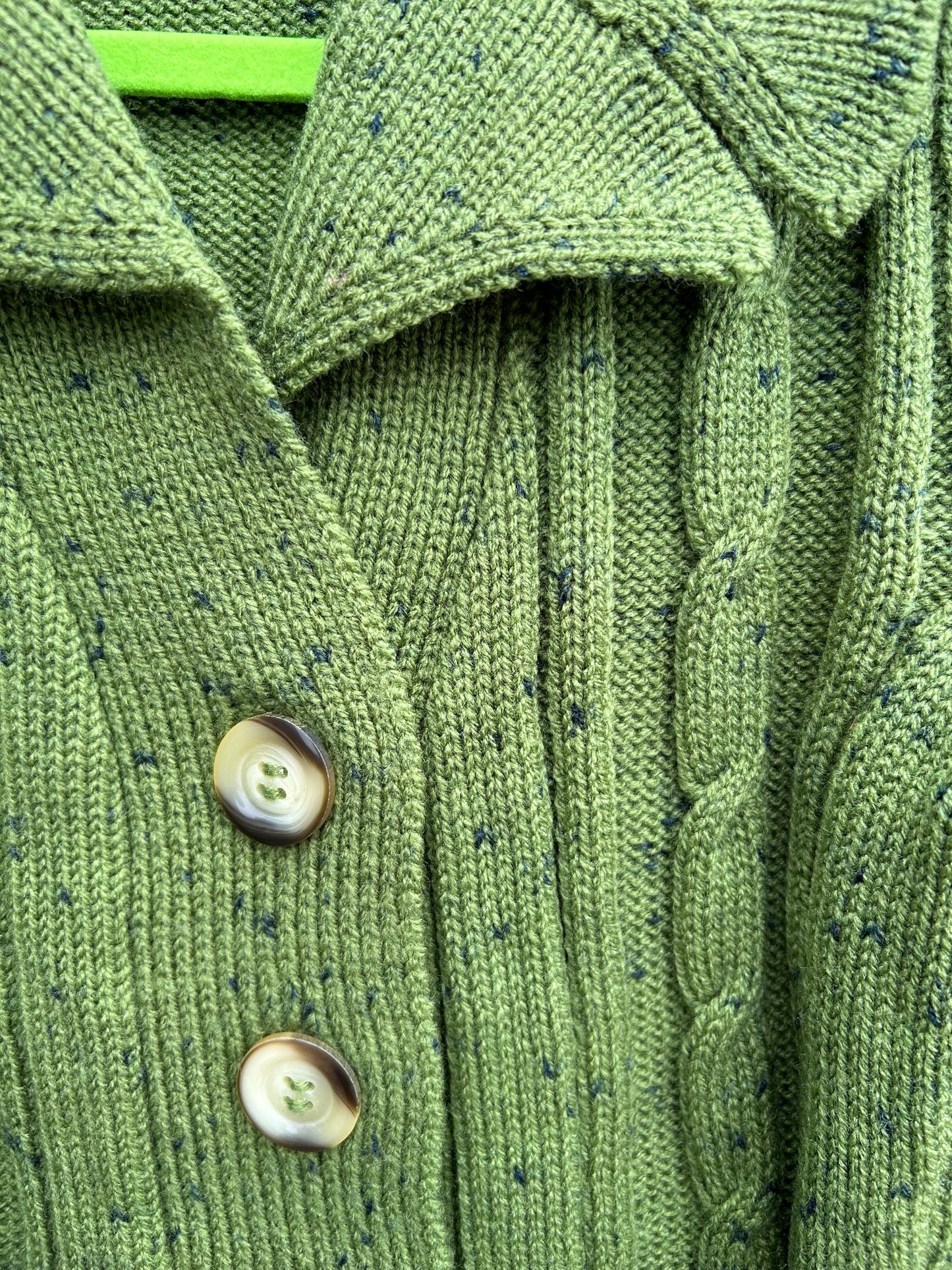 80s Green melange cardigan  11y (146cm)