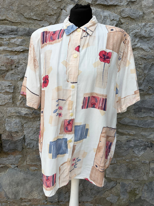 80s beige abstract shirt Medium
