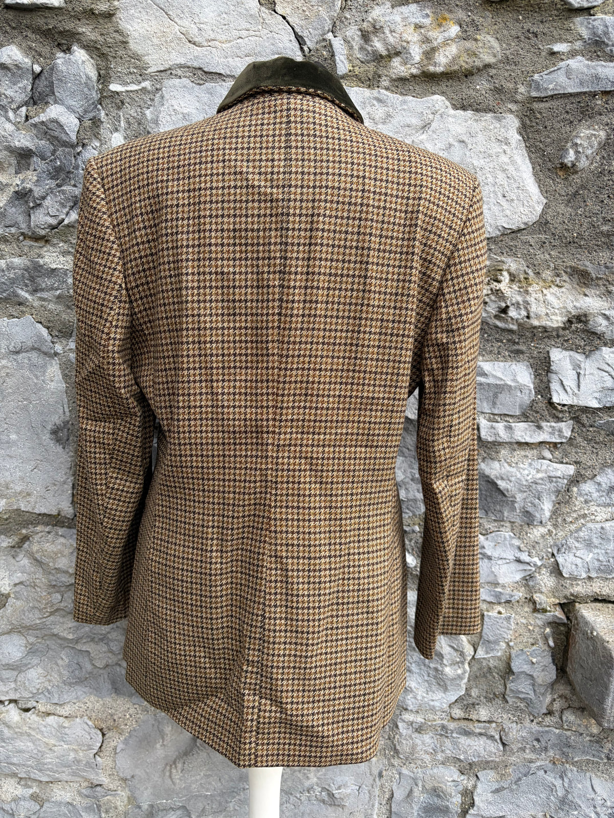 90s brown houndstooth equestrian jacket uk 10-12