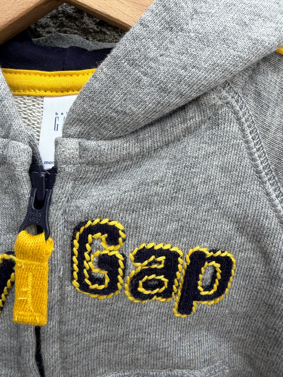 Grey&yellow hoodie  3-6m (62-68cm)