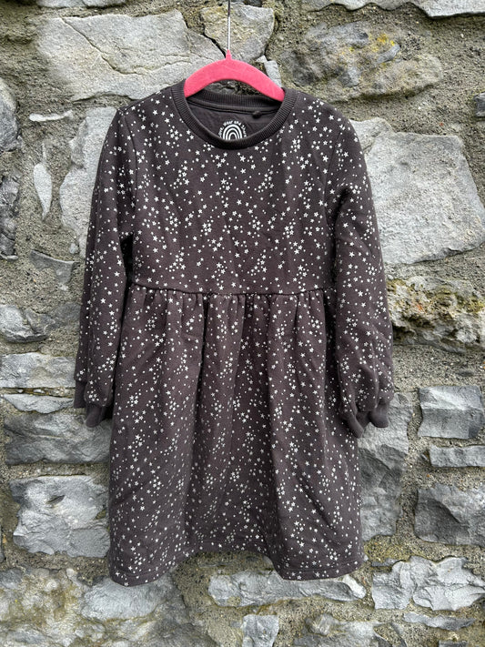 Silver stars charcoal sweat dress  5y (110cm)