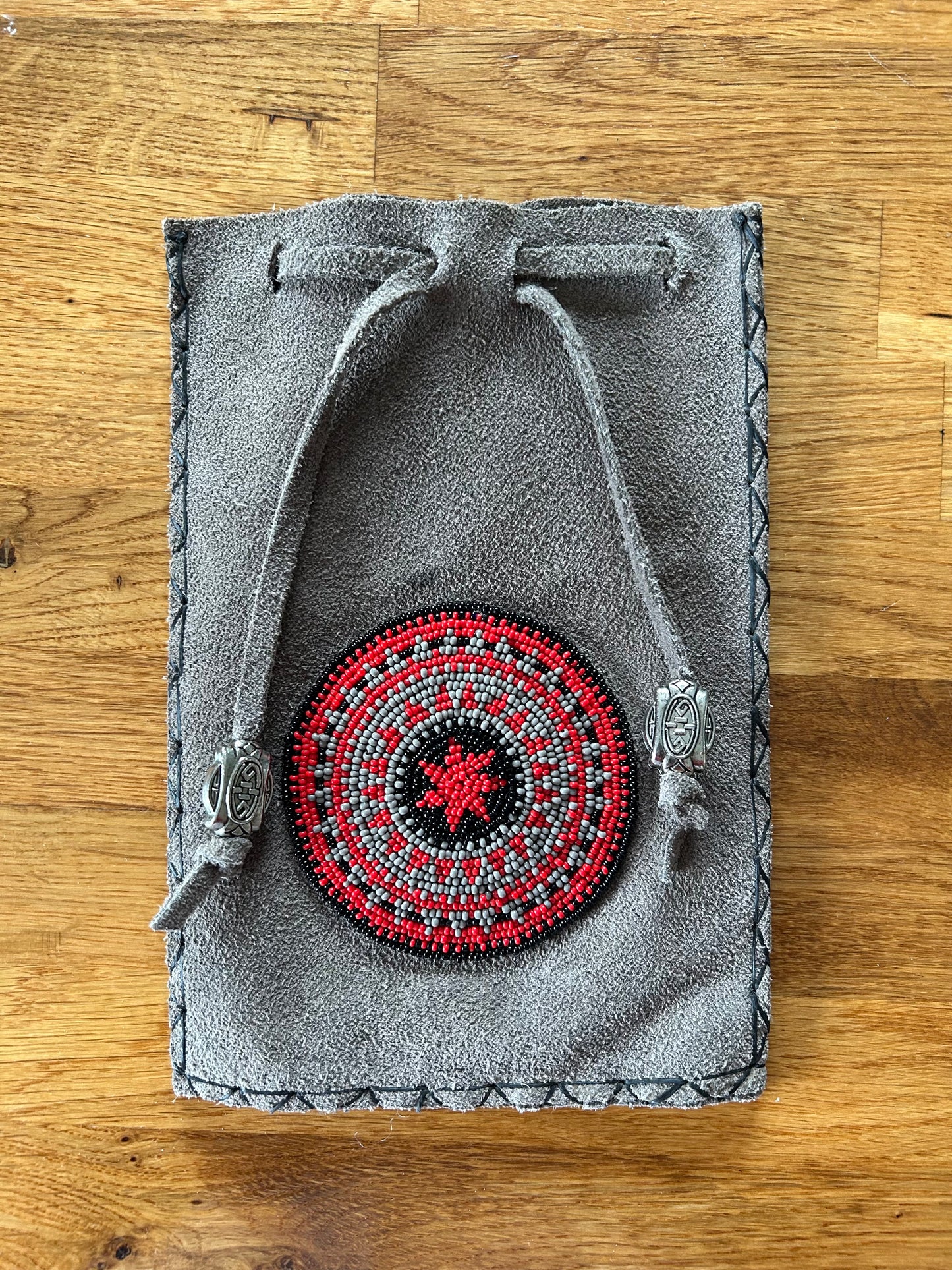 Grey beaded purse/pouch