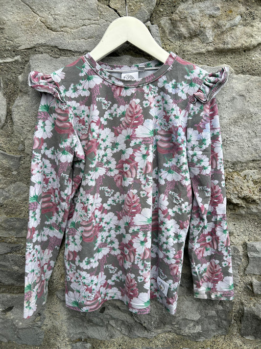 Grey floral top  8y (128cm)