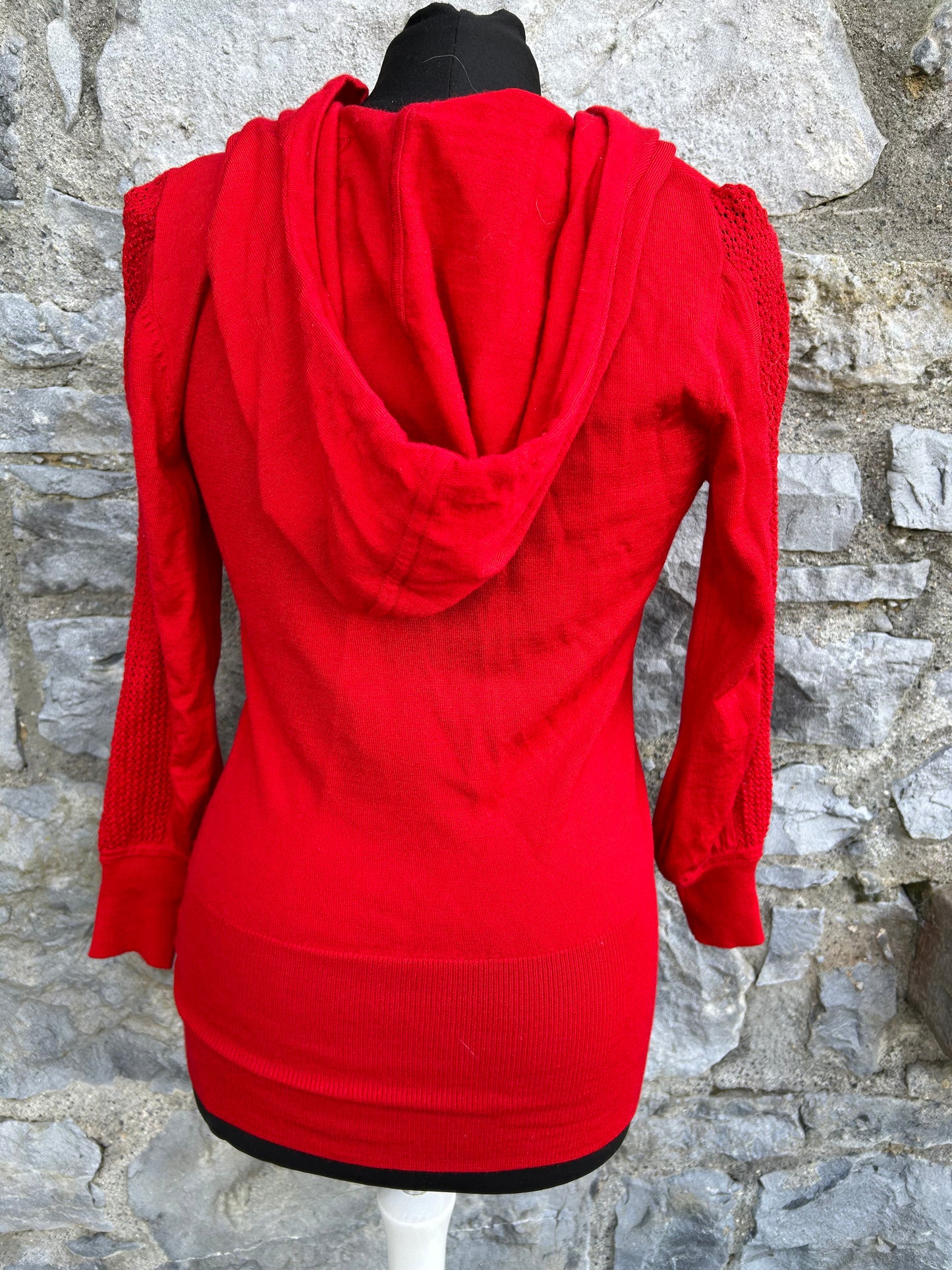 Red knitted hooded top uk 8-10