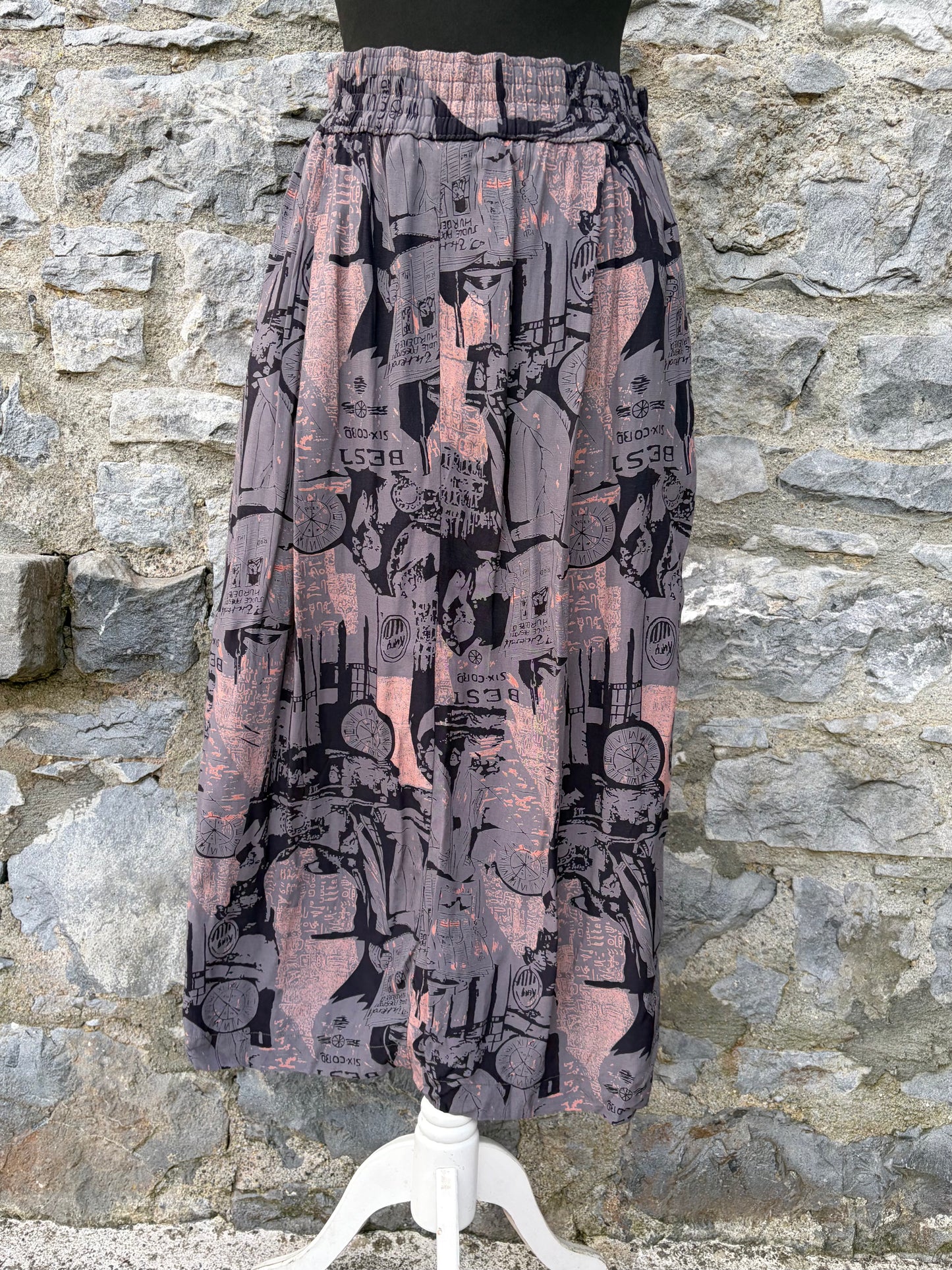 80s abstract purple&grey skirt uk 8-12