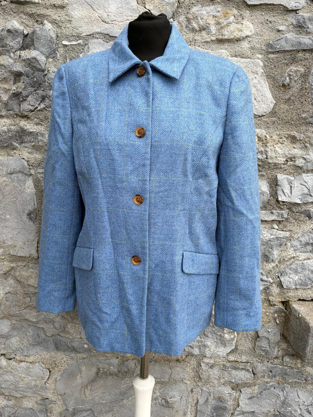 90s blue tweed jacket uk 8-10