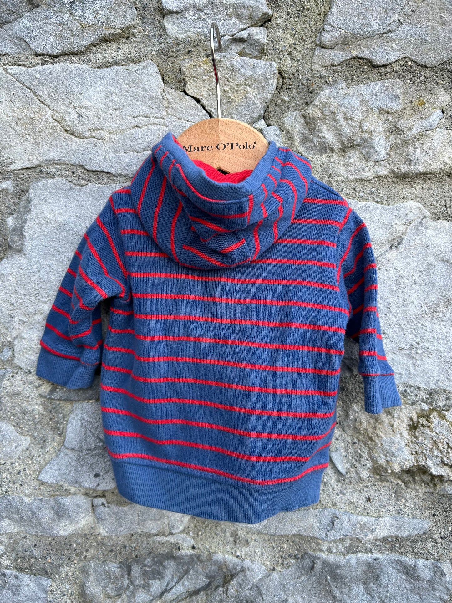 Blue&red stripy hoodie  0-3m (56-62cm)