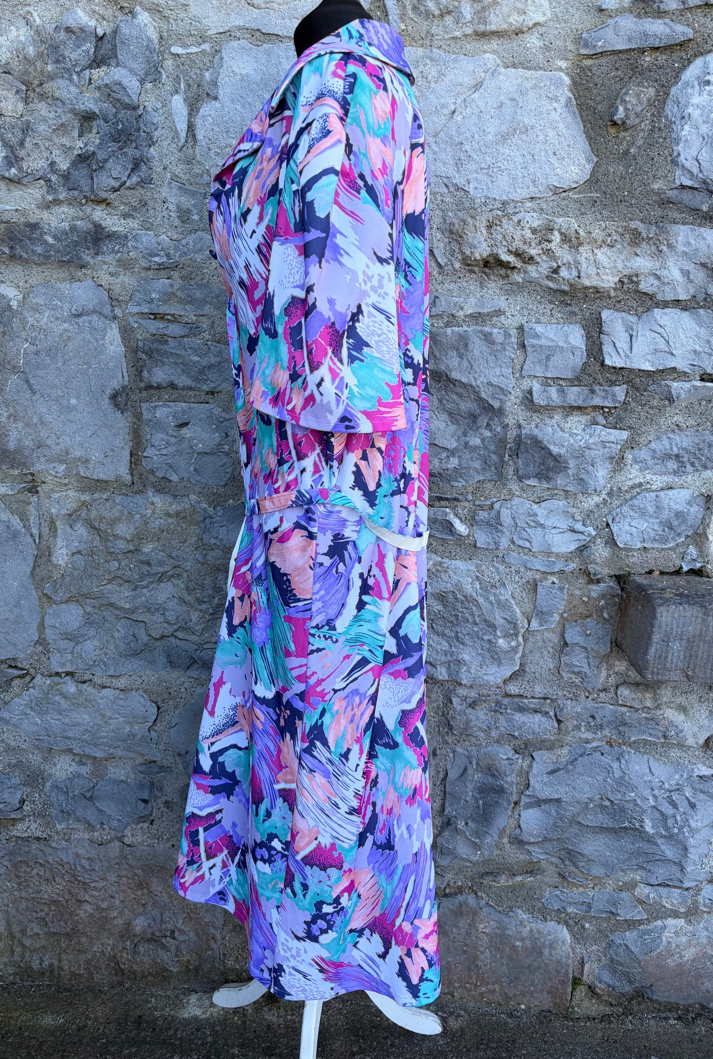 80s colourful abstract dress uk 18-20