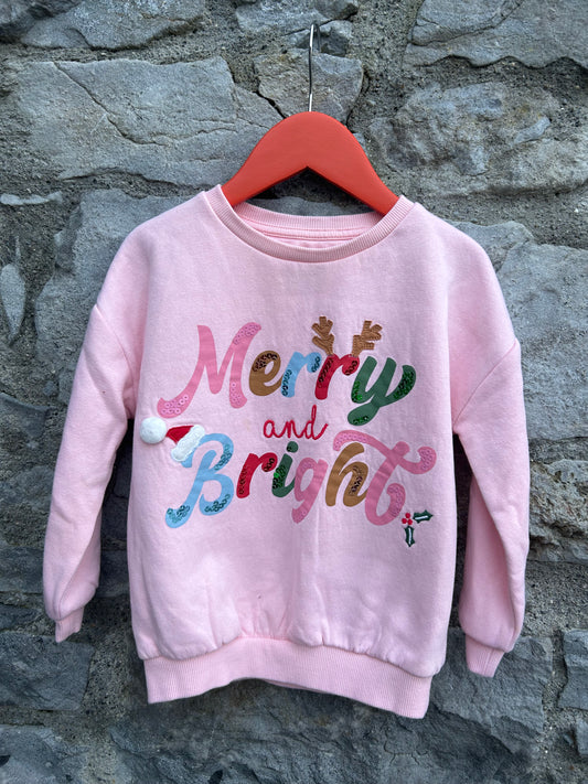 Merry& Bright pink sweatshirt   3-4y (98-104cm)