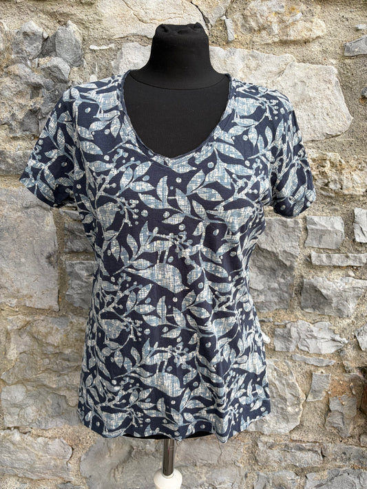 Grey&navy leaves T-shirt uk 10-12